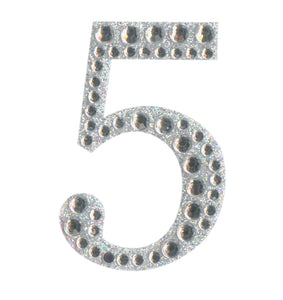  thecraftshop.net - Eleganza - Silver Rhinestone Glitter Number 5 sticker - 5cm 5060223027005
