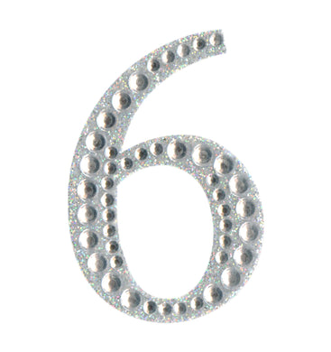 thecraftshop.net - Eleganza - Silver Rhinestone Glitter Number 6 sticker - 5cm 5060223027012