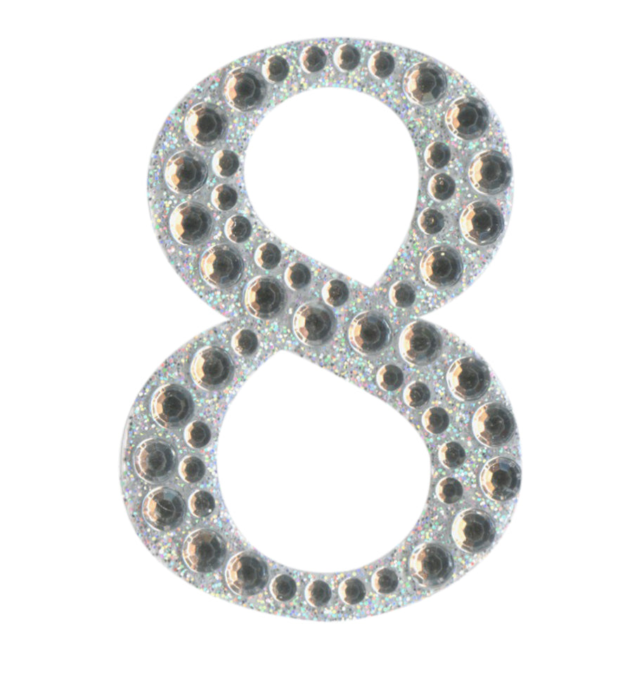  thecraftshop.net - Eleganza - Silver Rhinestone Glitter Number 8 sticker - 5cm 5060223027036