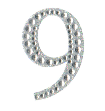  thecraftshop.net - Eleganza - Silver Rhinestone Glitter Number sticker - 5cm 5060223027043