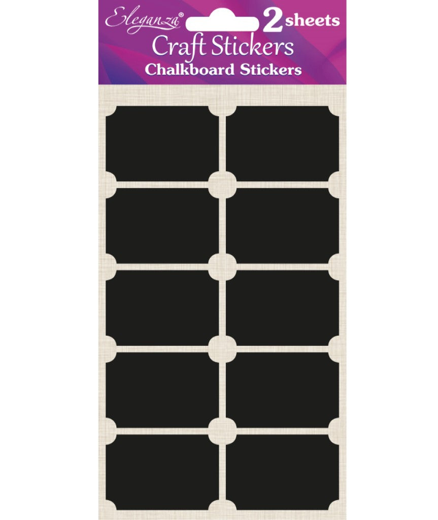 Eleganza - Rectangle Black Chalkboard Stickers - Set of 20 - Small ...