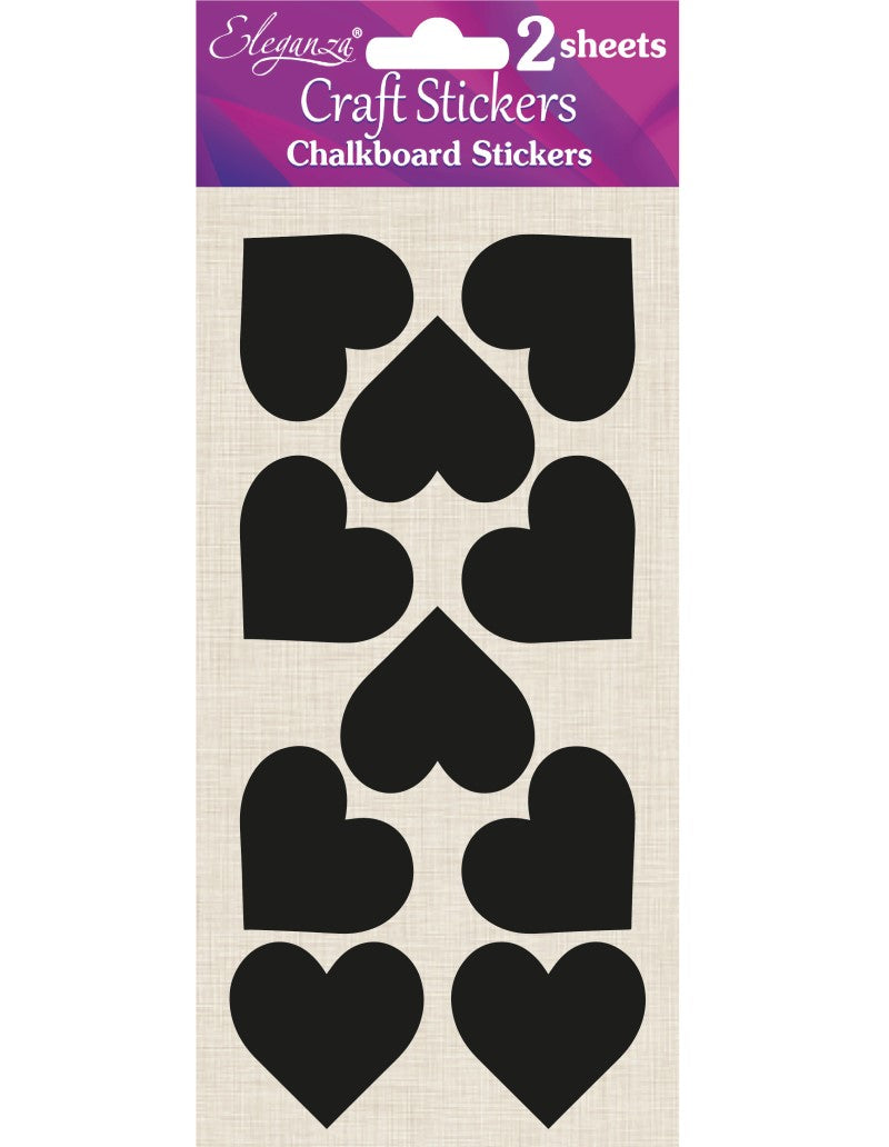 thecraftshop.net - eleganza heart chalkboard stickers small 5060223027517