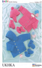 Load image into Gallery viewer, www.thecraftshop.net UKHKA - Knitting Pattern - Baby Booties, Gloves and Hooded Jumper
