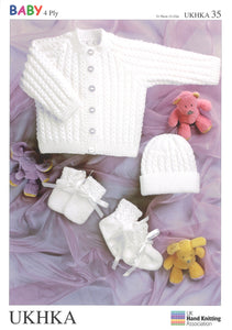 UKHKA - Knitting Pattern - Baby Jacket, Hat, Mittens and Bootees