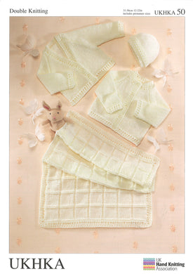 www.thecraftshop.net UKHKA - Knitting Pattern - Baby Blanket, Cardigan and Hat