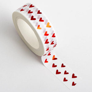 www.thecraftshop.net Italian Options - Washi Tape - 15mm x 10m Roll - Red Gold Hearts
