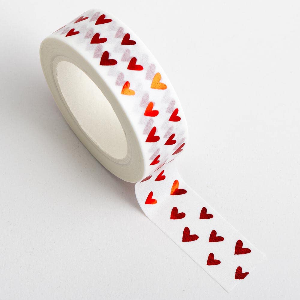 www.thecraftshop.net Italian Options - Washi Tape - 15mm x 10m Roll - Red Gold Hearts