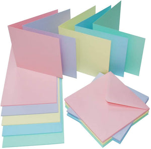 thecraftshop.net Pastel Rainbow - Blank Rectangle 6" x 6" Cards and Envelopes - Pack of 5