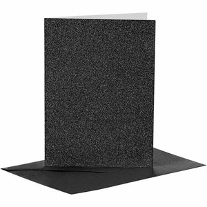 thecraftshop.net Vivi Gade - Black Glitter Luxury C6 Blank Cards and Envelopes - Pack of 4