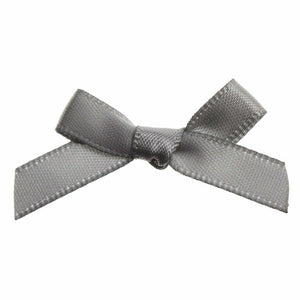 Trucraft - 3cm Satin Ribbon Mini Craft Bows - SILVER GREY - Pack of 20