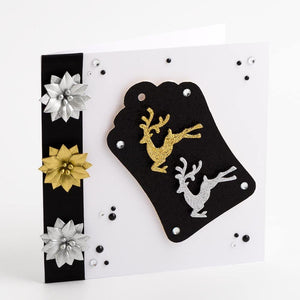 thecraftshop.net Italian Options - Glitter Reindeers Christmas Card Toppers - Pack of 12