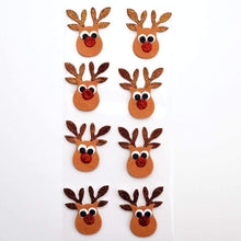 Load image into Gallery viewer, Italian Options - Brown Glitter Reindeer Christmas Card Toppers - Pack of 8

