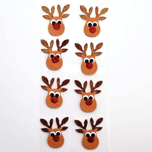 Italian Options - Brown Glitter Reindeer Christmas Card Toppers - Pack of 8