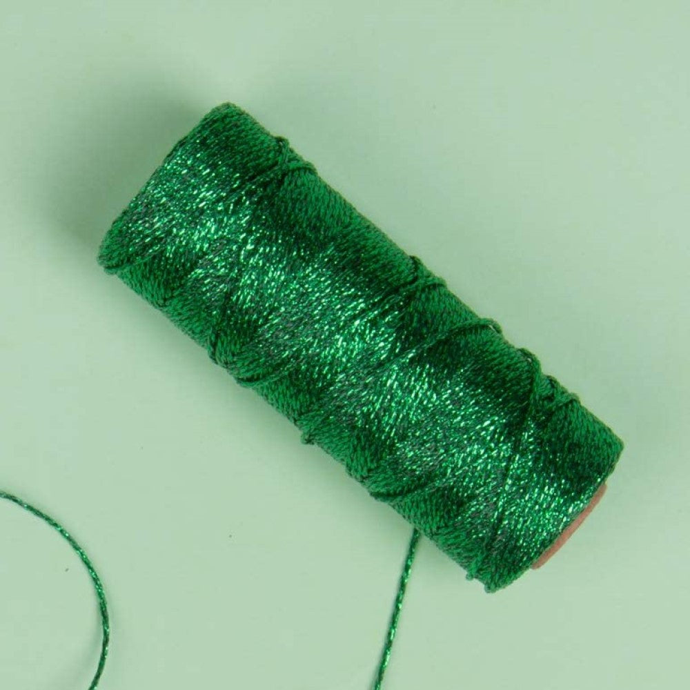 Habicraft Metallic Rope String Bakers Twine 100 Metre Roll - GREEN