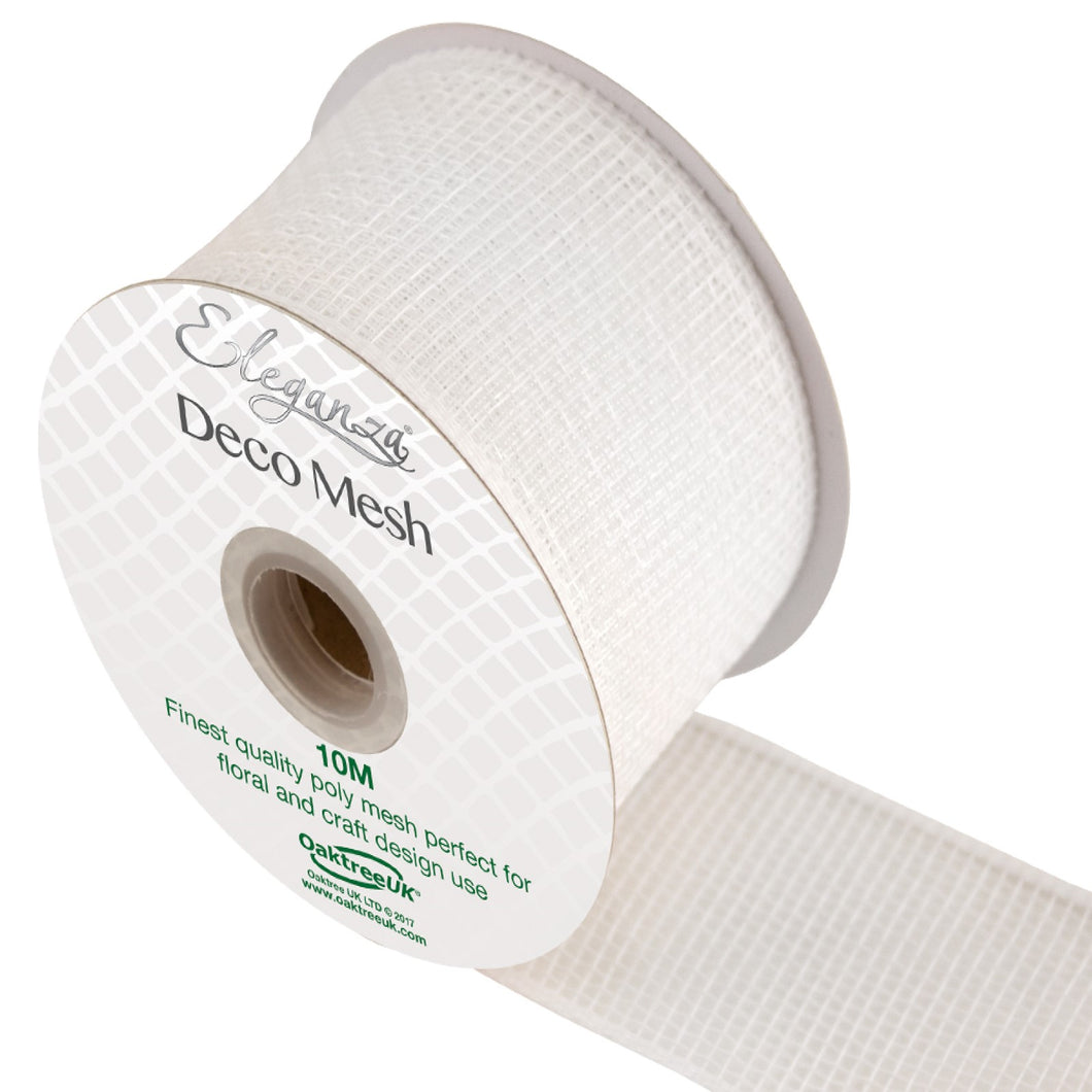 thecraftshop.net - Eleganza Deco Mesh - Ribbon - 63mm x 10m - WHITE 5055370638907
