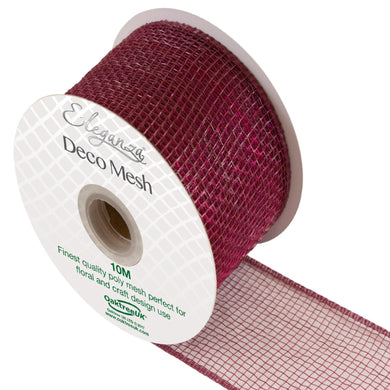 thecraftshop.net - Eleganza Deco Mesh - Ribbon - 63mm x 10m - BURGUNDY 5055370639058