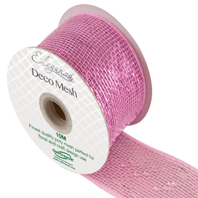 thecraftshop.net - Eleganza Deco Mesh - Metallic Ribbon - 63mm x 10m - PINK 5055370639157