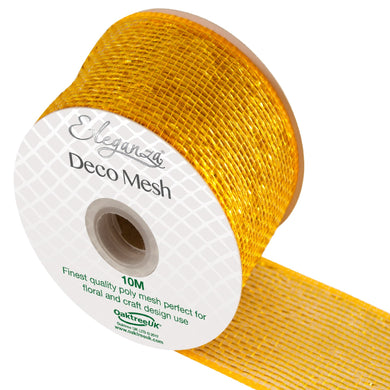 thecraftshop.net - Eleganza Deco Mesh - Metallic Ribbon - 63mm x 10m - gold 5055370639225