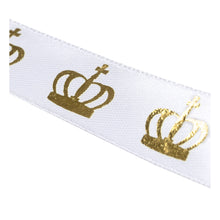 Load image into Gallery viewer, Gold Crown - 20mm Satin Single Sided Ribbon - 10m Reel
