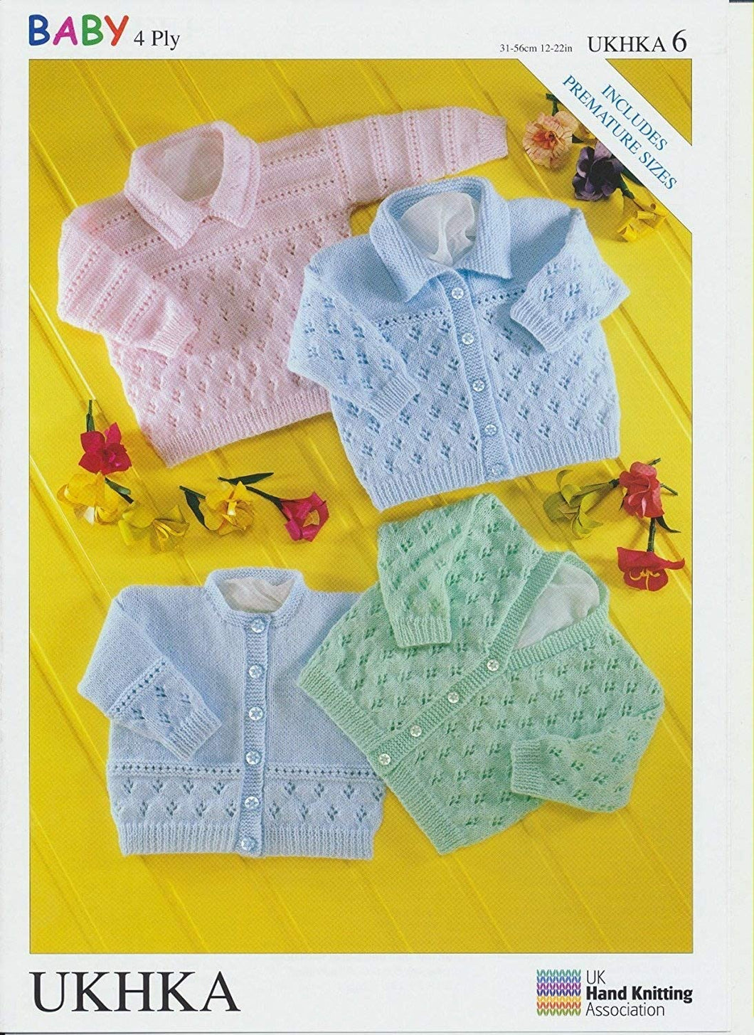 UKHKA - Knitting Pattern - Premature and Baby Long Sleeved Cardigan and Jumper