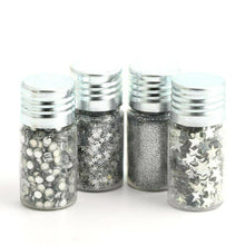 Load image into Gallery viewer, Italian Options - Christmas Craft Glitter Sparkles Sequins Gems Jar Set - Silver
