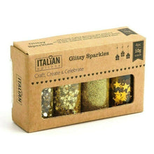 Load image into Gallery viewer, thecraftshop.net Italian Options - Christmas Craft Glitter Sparkles Sequins Gems Set - Gold
