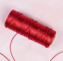 Load image into Gallery viewer, Habicraft Metallic Rope String Bakers Twine 100 Metre Roll - RED
