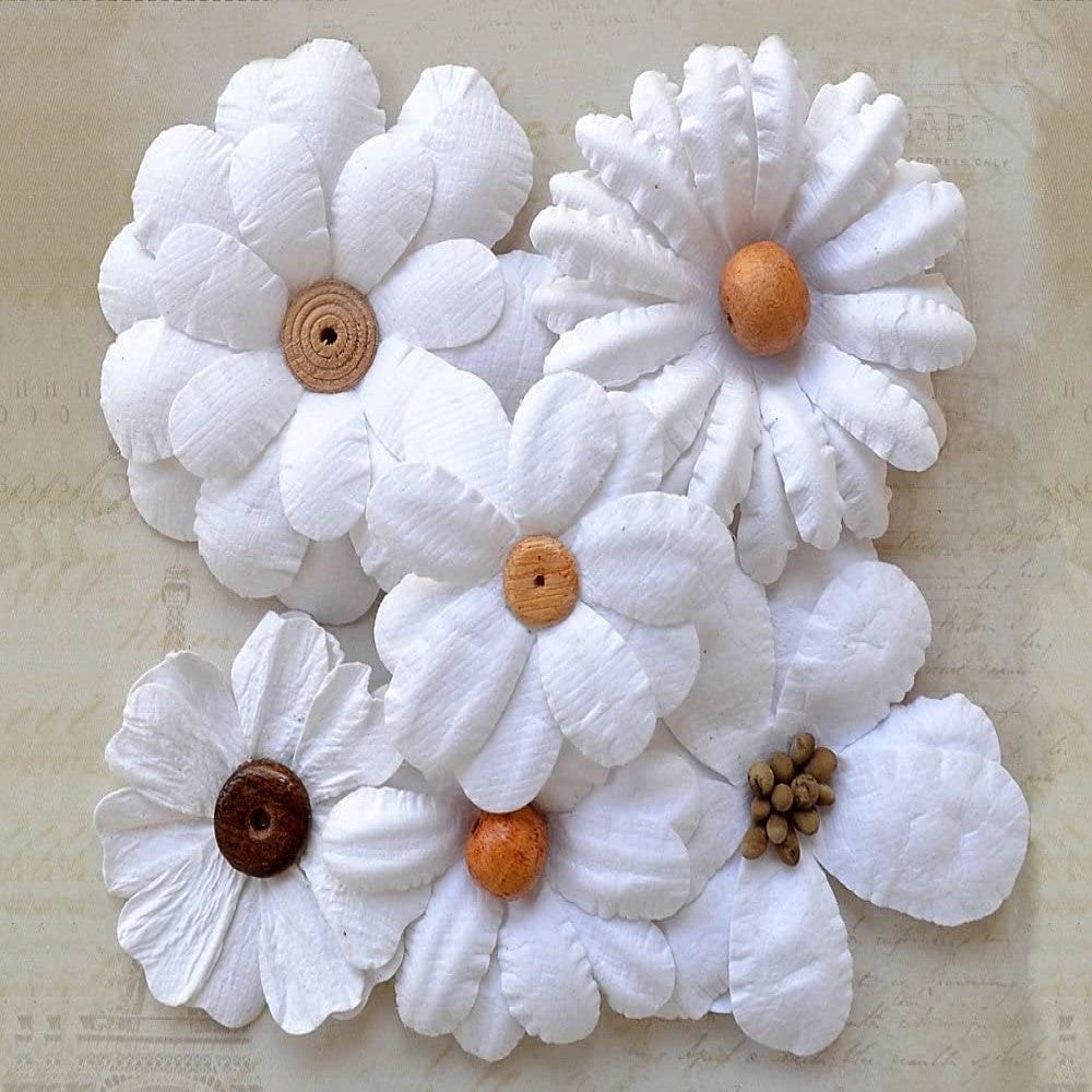 thecraftshop.net Italian Options - Handcrafted Beaded Paper Daisy Flowers - White