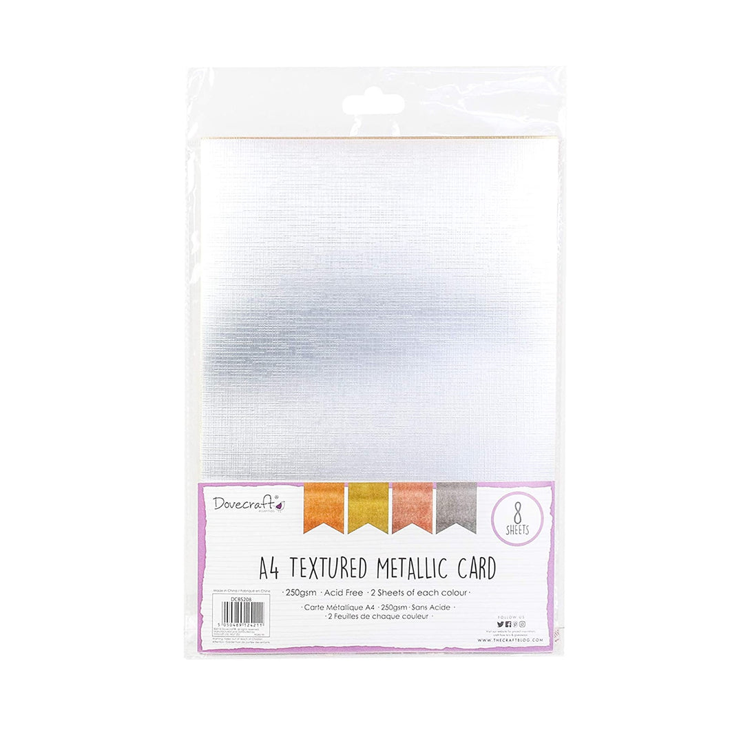 Dovecraft - Premium Textured Metallic Card -  250gsm - 8 x A4 Sheets