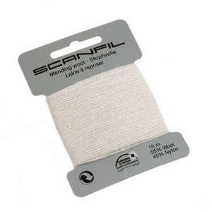 www.thecrafsthop.net Scanfil - Mending Wool Thread - 15m Card - Col. 002 White