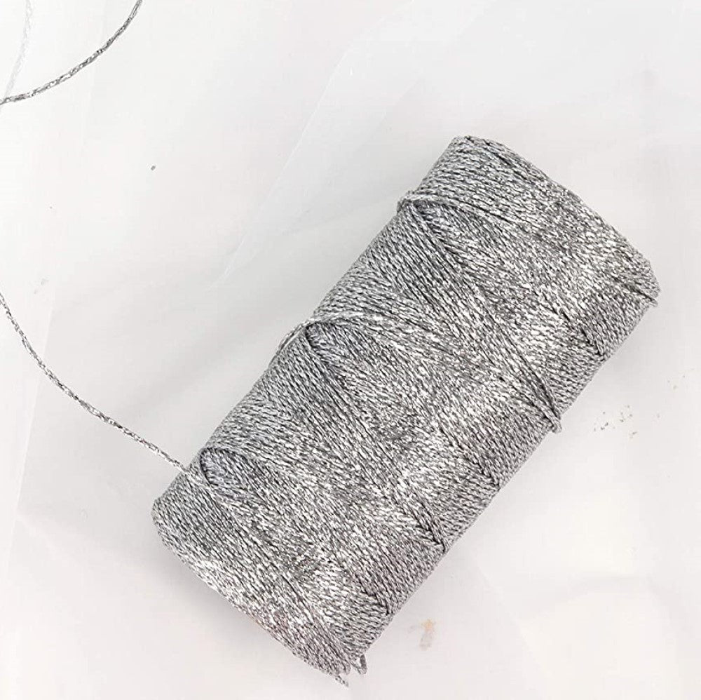 Habicraft Metallic Rope String Bakers Twine 100 Metre Roll - SILVER