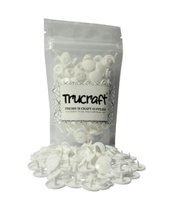 Trucraft -  Plastic Kam Snaps - 50 Sets - B03 Glossy White - Size 20 T5