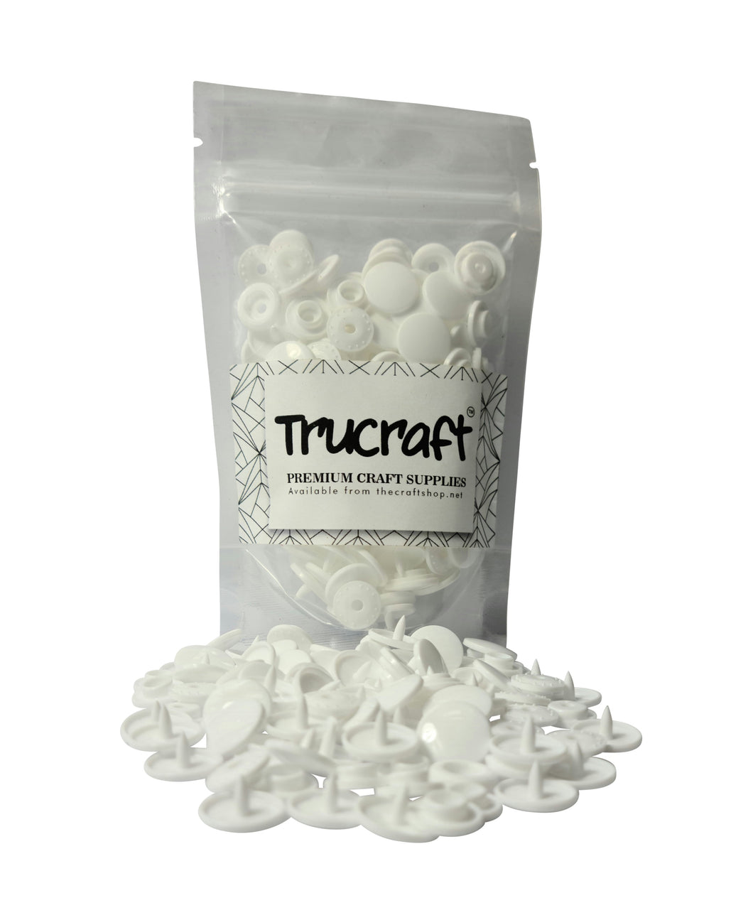 Trucraft -  Plastic Kam Snaps - 50 Sets - B03 Glossy White - Size 20 T5