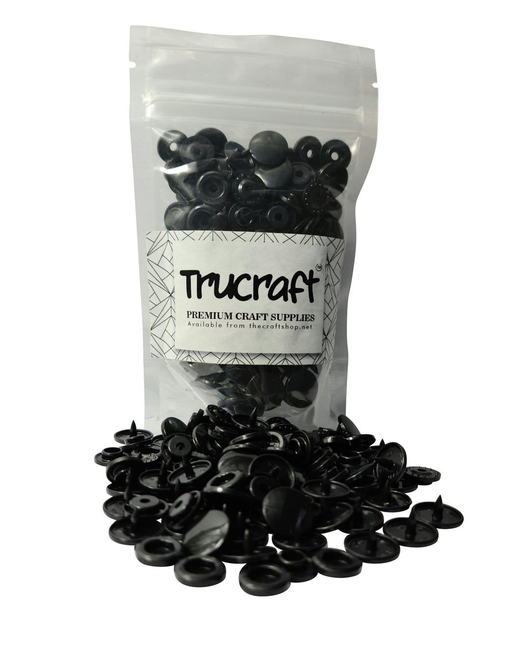Trucraft - Plastic Snaps - 50 Sets - B05 Glossy Black - Size 20 T5