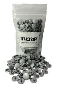 Trucraft - Plastic Snaps - 50 Sets - B13 Glossy Medium Silver - Size 20 T5