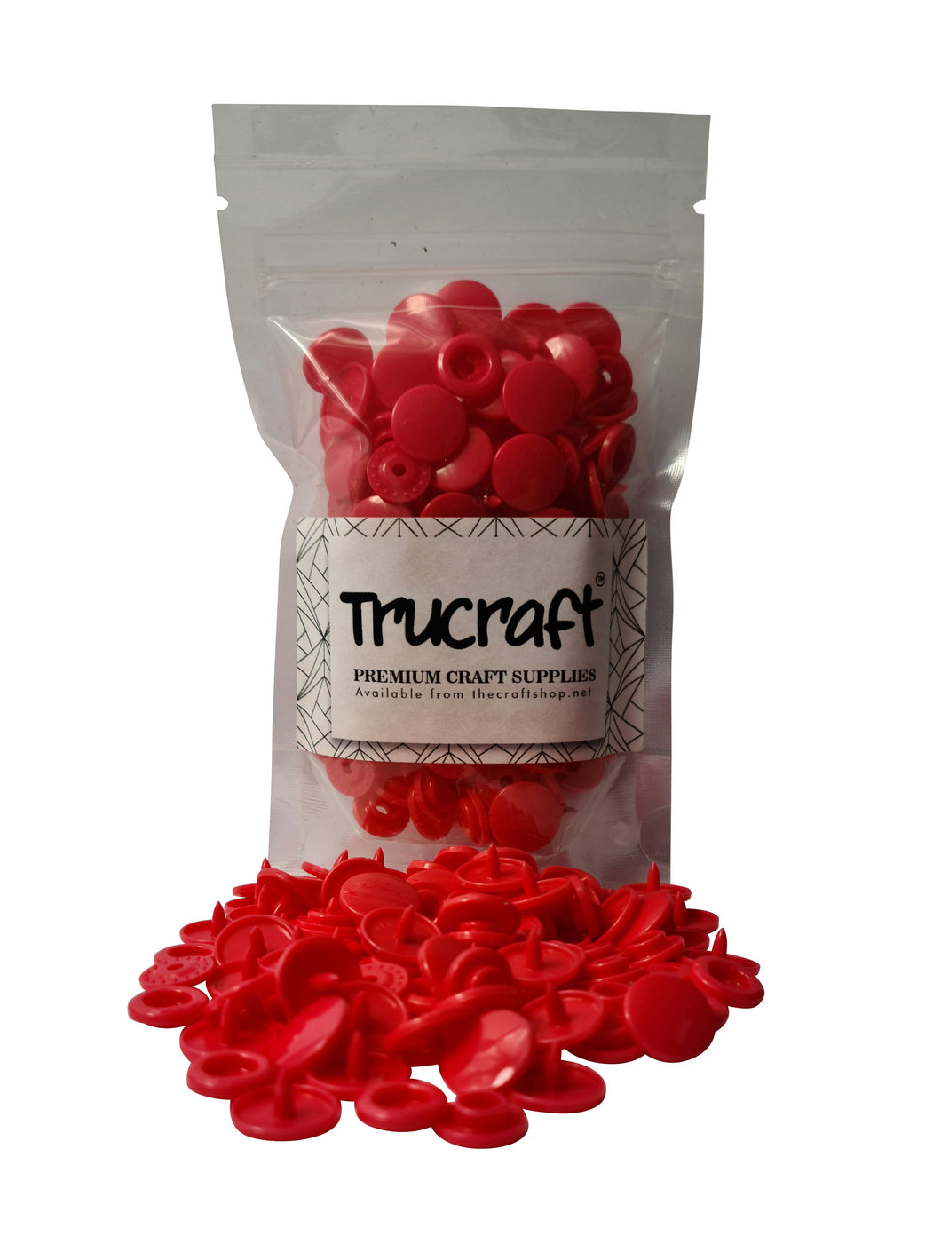 Trucraft -  Plastic Snaps - 50 Sets - B38 Glossy Red - Size 20 T5