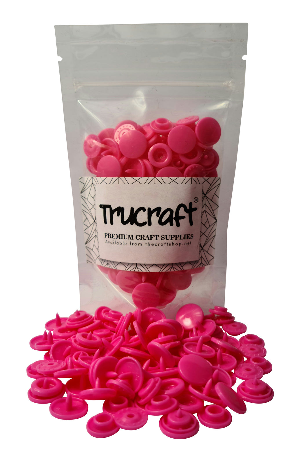 Trucraft - Plastic Snaps - 50 Sets - B47 Glossy Neon Pink - Size 20 T5