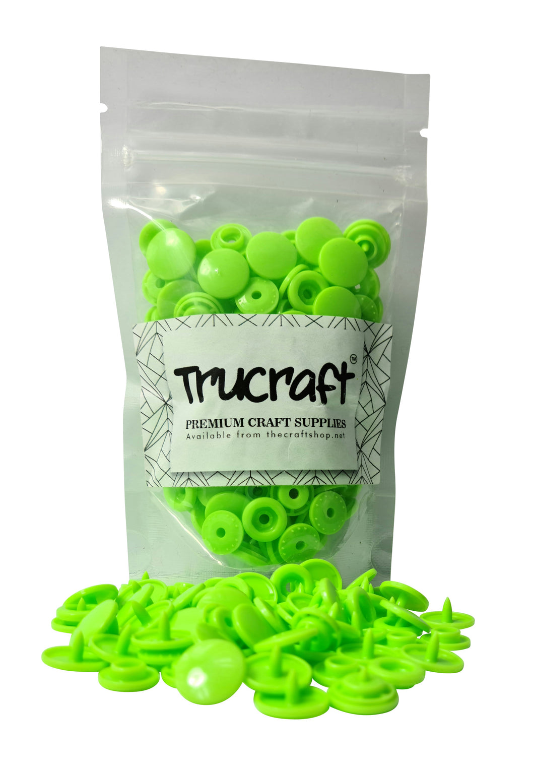Trucraft - Plastic Kam Snaps - 50 Sets - B50 Glossy Lime Green - Size 20 T5