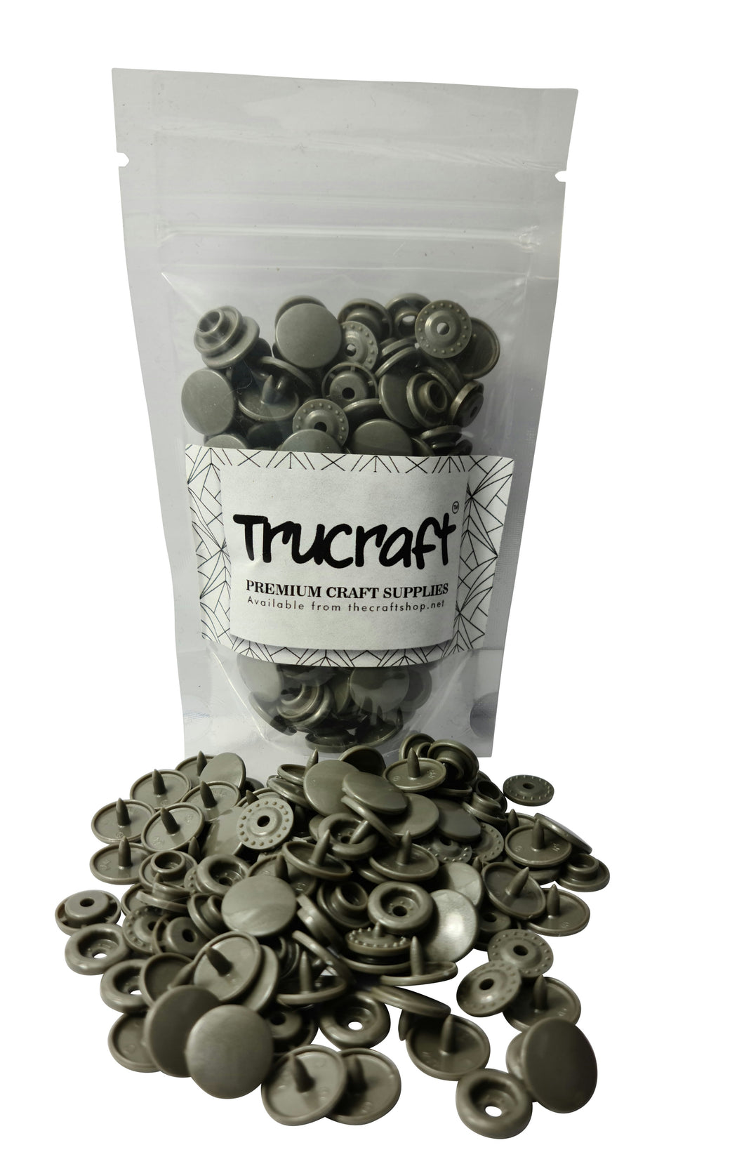 Trucraft - Plastic Snaps - 50 Sets - B60 Glossy Dark Silver - Size 20 T5