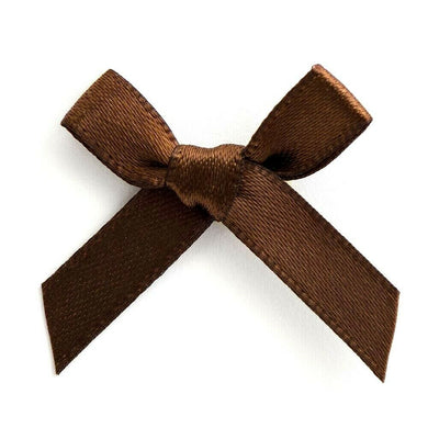 thecraftshop.net Trucraft - 3cm / 7mm Satin Ribbon Mini Craft Bows - BROWN - Pack of 20