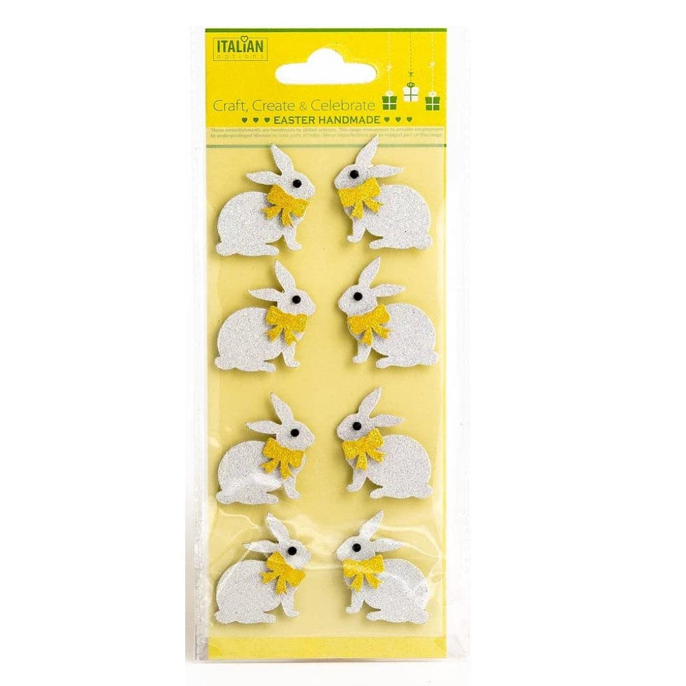 Italian Options - Glitter Easter Bunnies Card Toppers - Pack of 8