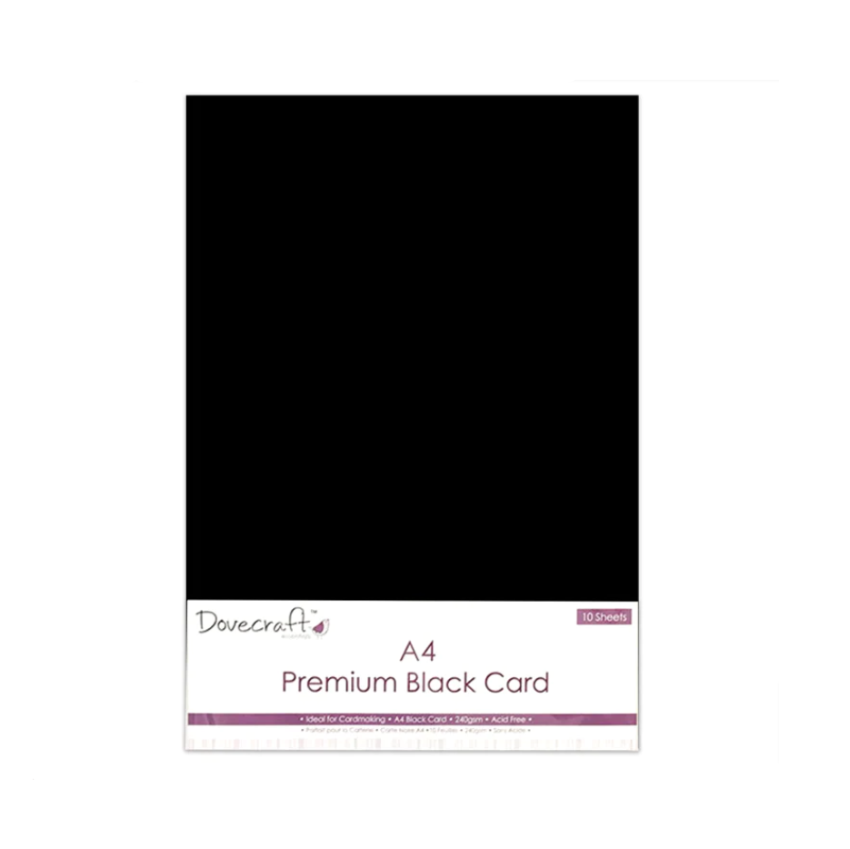 Dovecraft - Premium Black Craft Card - 240gsm - 10 x A4 Sheets