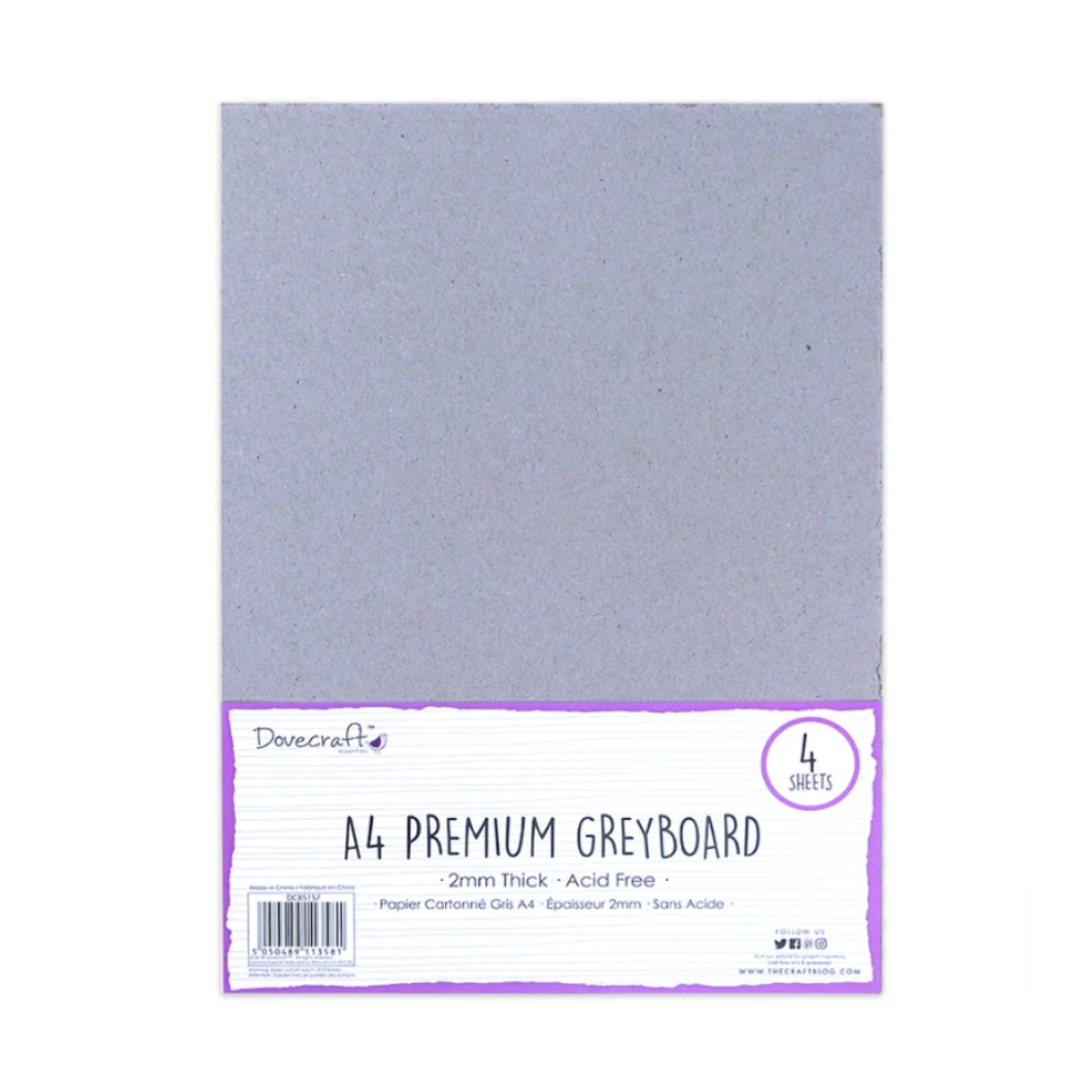 Dovecraft - Premium Greyboard - 2mm Depth - 4 x A4 Sheets