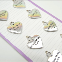 Load image into Gallery viewer, Dovecraft - MADE WITH LOVE - Silver - Heart Metal Craft Charms - Pack of 8

