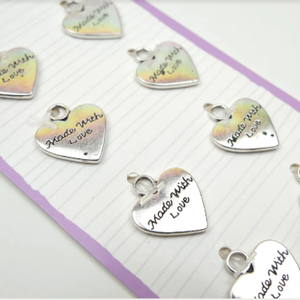 Dovecraft - MADE WITH LOVE - Silver - Heart Metal Craft Charms - Pack of 8