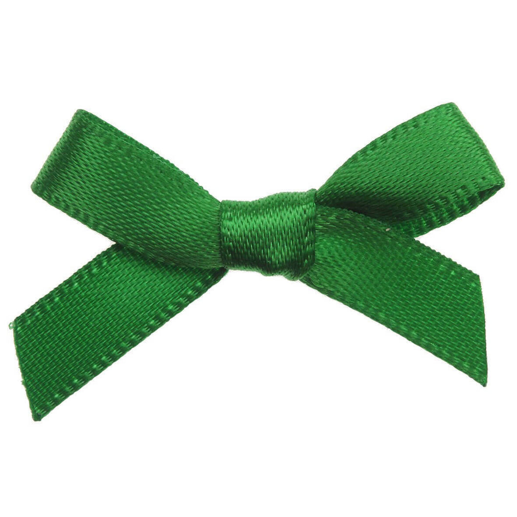 thecraftshop.net Trucraft - 3cm / 7mm Satin Ribbon Craft Mini Bows - emerald green - Pack of 20 - Wedding
