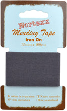 Load image into Gallery viewer, WWW.THECRAFTSHOP.NET Nortexx - Iron on Mending Tape - DARK GREY - 35mm Wide x 1m
