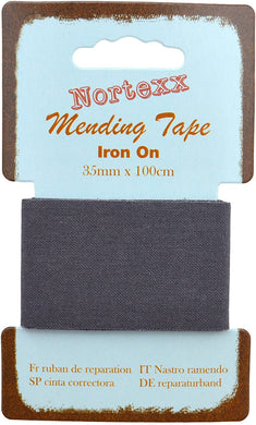 WWW.THECRAFTSHOP.NET Nortexx - Iron on Mending Tape - DARK GREY - 35mm Wide x 1m