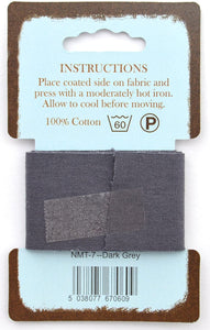 WWW.THECRAFTSHOP.NET Nortexx - Iron on Mending Tape - DARK GREY - 35mm Wide x 1m