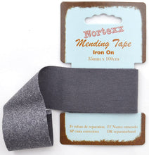 Load image into Gallery viewer, WWW.THECRAFTSHOP.NET Nortexx - Iron on Mending Tape - DARK GREY - 35mm Wide x 1m
